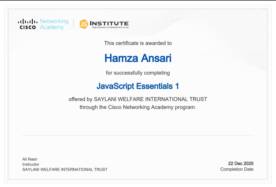 JavaScript Certificate